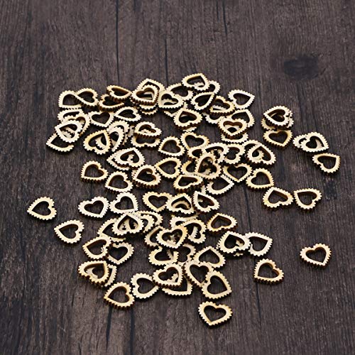 Amosfun 100pcs Hollow Out Lace Heart Wooden Pieces Cutouts Craft Embellishments Wood Ornament Manual Accessories for DIY Art (20mm) Amosfun