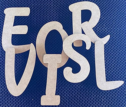 6 Inch Wooden Letter E Unfinished Craft, Nursery Baby Decor Wall Hanging MDF Cutout, Paintable DIY