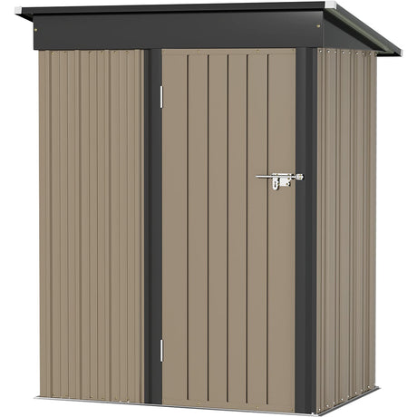Greesum Metal Outdoor Storage Shed 5FT x 3FT, Steel Utility Tool Shed Storage House with Door & Lock, for Backyard Garden Patio Lawn (5' x 3'), Brown Greesum