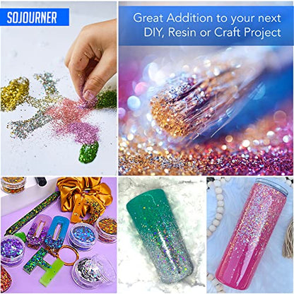 Chunky Holographic Body Glitter I 16 Colors + Glitter Glue for Face Glitter Makeup, Hair, Eye & Fine Glitter Eyeshadow - Perfect for Halloween, - WoodArtSupply