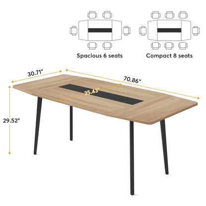 Tribesigns 6FT Conference Table, 70.86L x 35.43W x 29.52H Inches Boat Shaped Meeting Table, Modern Seminar Table for Office Meeting Conference Room - WoodArtSupply