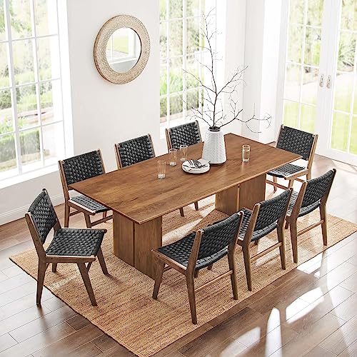 Modway Amistad 86" Solid Wood Modern Farmhouse Rectangular Dining Table in Walnut Modway