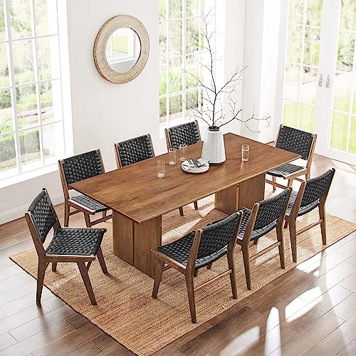 Modway Amistad 86" Solid Wood Modern Farmhouse Rectangular Dining Table in Walnut