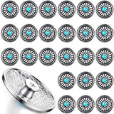 Janinka 24 Pcs Faux Turquoise Round Conchos Sunflower Decorative Buckle Metal Sunflower Buttons Screw Back Buttons for DIY Craft Leather Belt, Silver Janinka