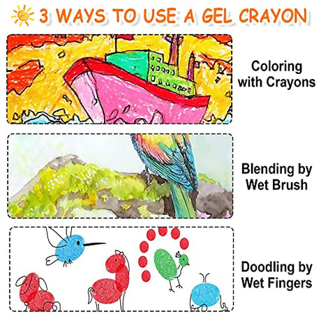 48 Colors Gel Crayons for Toddlers, Shuttle Art Non-Toxic Twistable Crayons Set with 1 Brush and Foldable Case for Kids Children Coloring, Shuttle Art