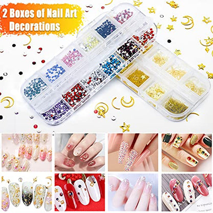 JOYJULY Nail Brushes for Nail Art, Nail Art Kit for Beginners with Nail Art Brushes Dotting Tools Holographic Nail Art Stickers Nail Foil Tape Strips