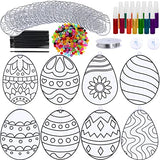 24 Sets Easter Egg Suncatcher Ornaments Decoration DIY Window Paint Art Stickers Craft Kit 8 Designs Easter Egg Suncatchers for Kids Classroom Easter Winlyn
