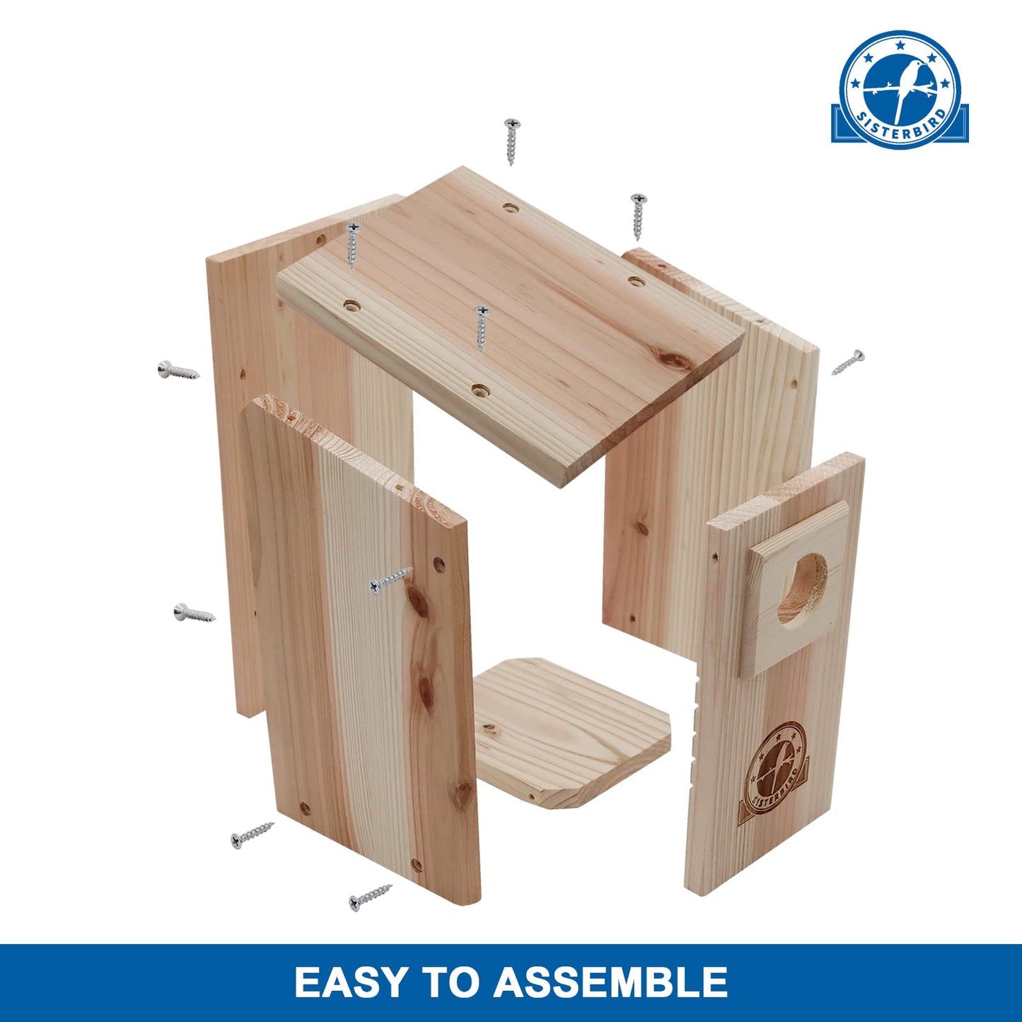 SISTERBIRD Bird Houses for Outside 1-1/2" Entrance Hole Cedar Wild BirdHouses with Wood Guard Outdoor Bluebird Wren Swallow Finch Assembly Required