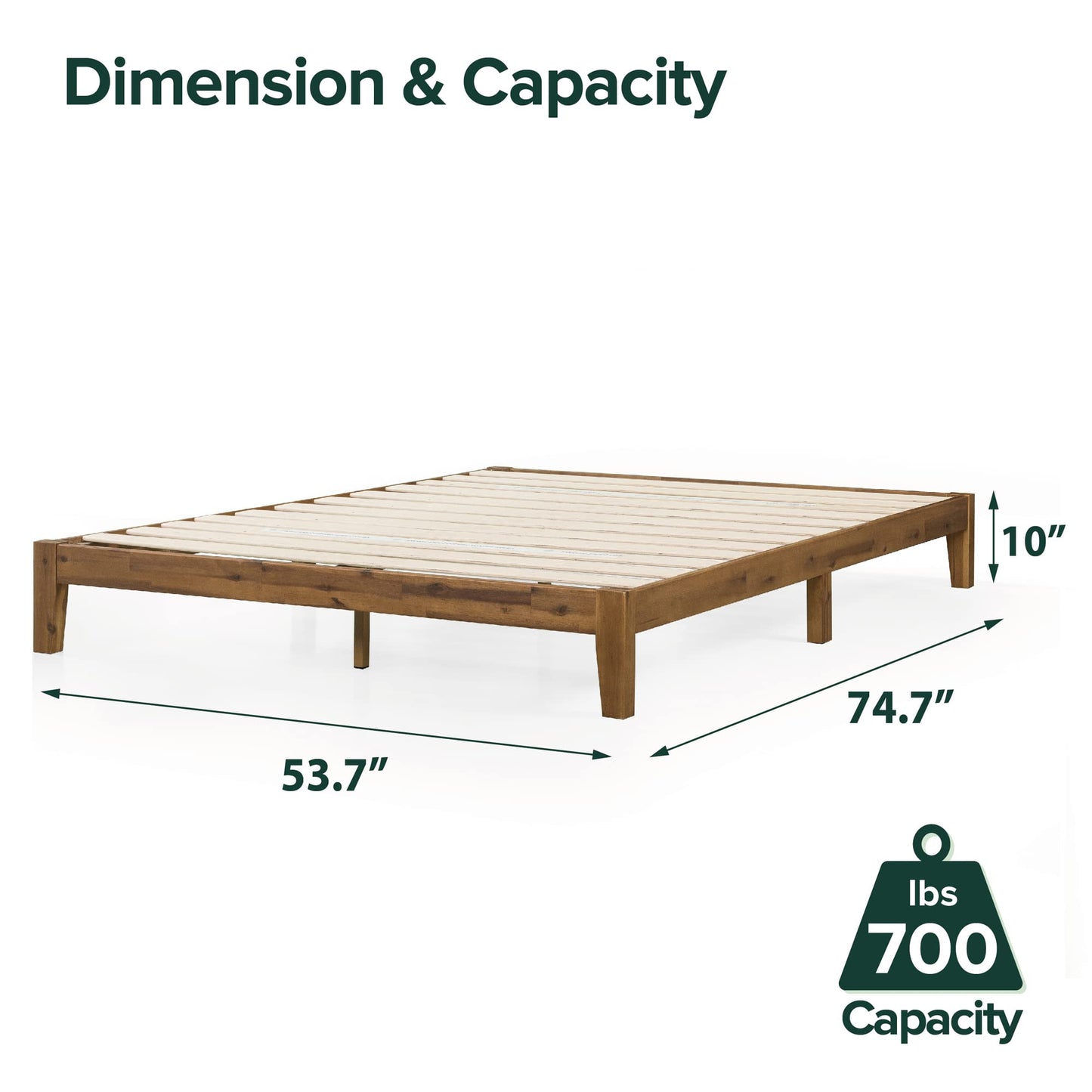 ZINUS Lucinda Wood Platform Bed Frame / No Box Spring Needed / Solid Wood Foundation with Wood Slat Support / Easy Assembly, Full