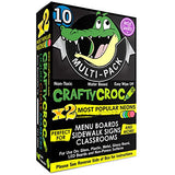 Crafty Croc Liquid Chalk Markers, Neon Chalk Pens Glow Under Blacklight, Includes 2 Each Fluorescent Yellow, Blue, Green, Orange and Pink (10 Pack) Crafty Croc