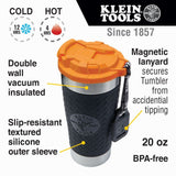 Klein Tools AEPJS1 Bluetooth Speaker & 55580 Stainless Steel Tumbler with Flip-top Lid, Insulated 20 oz. Tradesman's Double Wall Vacuum Mug, Klein Tools
