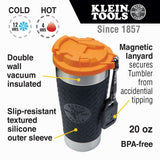 Klein Tools Bluetooth Jobsite Speaker with Magnet and Hook (AEPJS3) and Stainless Steel Tumbler with Flip-top Lid, Insulated 20 oz. Tradesman's Klein Tools