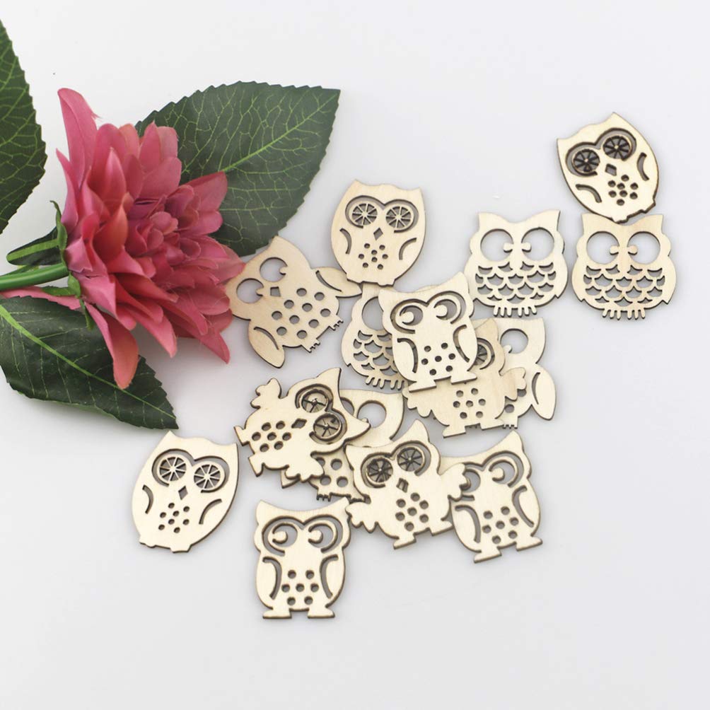 EXCEART Animal Wood Slices 60pcs Natural Wood Slices Owl Unfinished Wood Animal Craft Hanging Wooden Circles with Hole Tree Slice for Arts Painting EXCEART