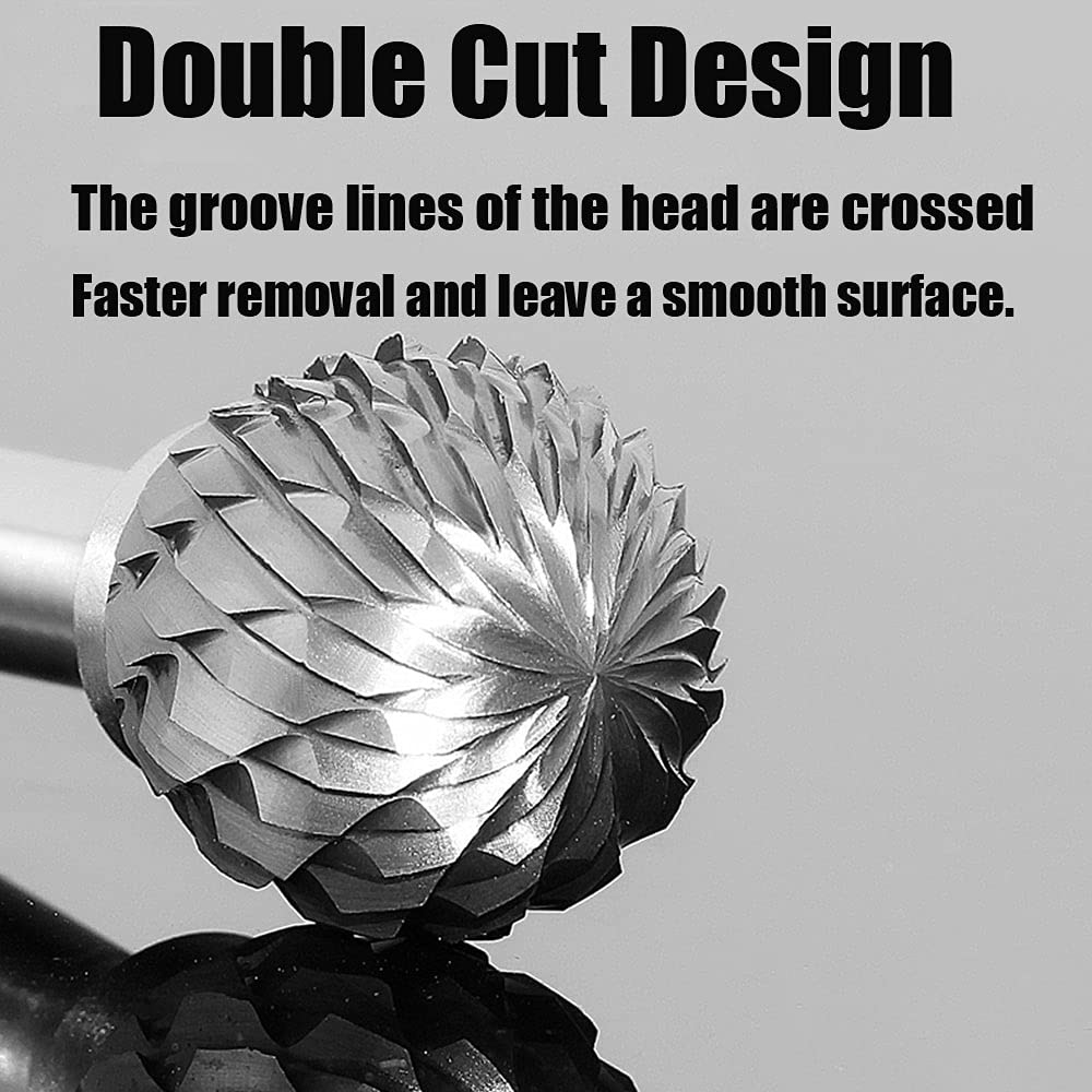 Tungsten Carbide Rotary Burr Set for Dremel, 10PCS Carbide Double Cut Carving Burr Bits with 1/8” Shank Rotary Tool Accessories for Woodworking, FOTYBEI