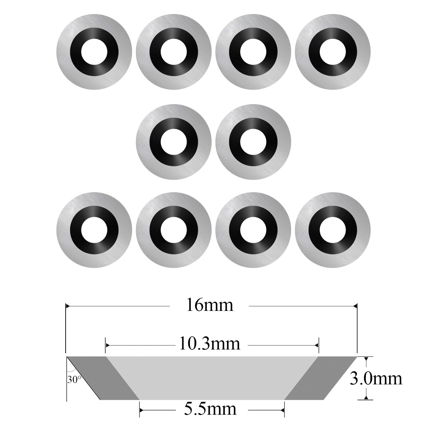 Ci0 16mm Round Carbide Inserts Cutters Knifes Indexable Replacement with Screws Fits For Full And Pro Size Popular DIY Wood Turning Finisher Hollower Asieg Tool