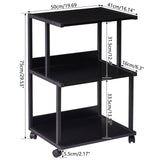IBUYKE Black Printer Stand with Storage Shelf,3 Tier Printer Table with Wheels,Printer Cart for Home Office Organization, Rolling Cart Stand for Heat IBUYKE