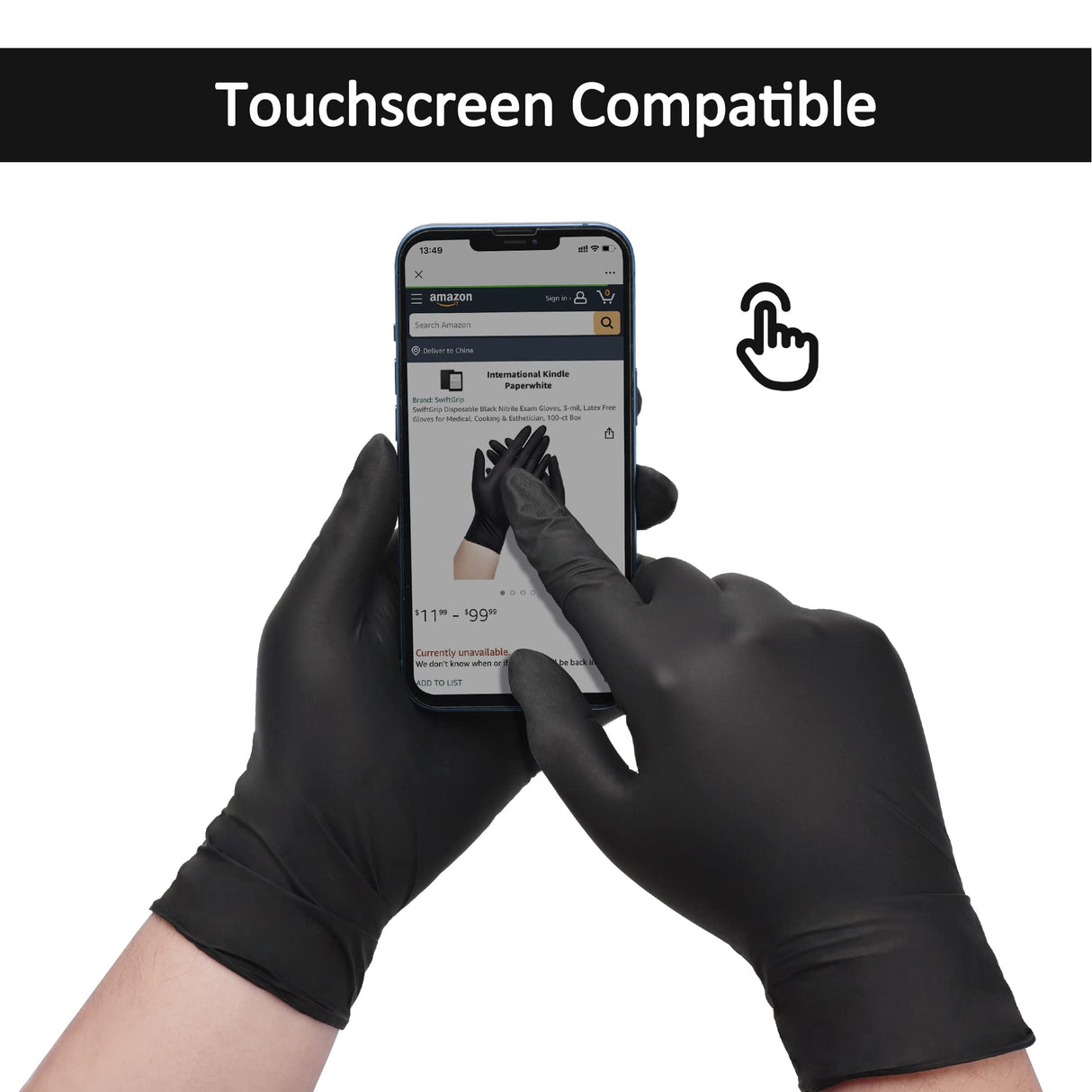 SwiftGrip Disposable Nitrile Exam Gloves, 3-mil, Black Nitrile Gloves Disposable Latex Free for Medical, Cooking & Esthetician, Food-Safe Rubber SwiftGrip