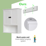OONNEE White Bathroom Wall Cabinet 24x30 Inch Over Toilet Storage Cabinet Wall Mounted Wooden Medicine Cabinet with Adjustable Shelf, 2-Door Wall OONNEE