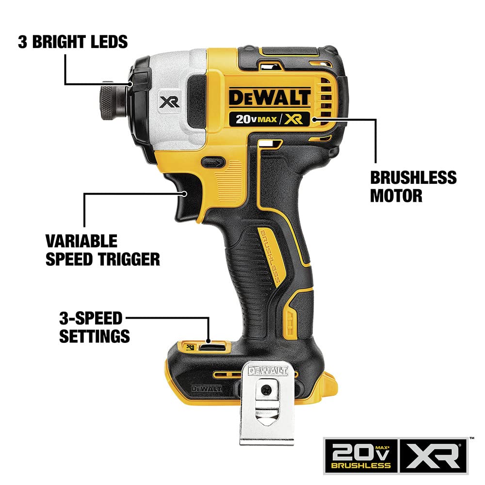 DEWALT 20V MAX* XR Impact Driver, 3-Speed, 1/4-Inch (DCF887P1) DEWALT