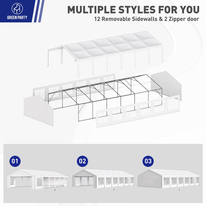 GREEN PARTY 20x40FT Party Tent Heavy Duty, Large Wedding Event Shelters with 7 Carry Bags & Removable Sidewalls, Outdoor Canopy Gazebo Commercial - WoodArtSupply