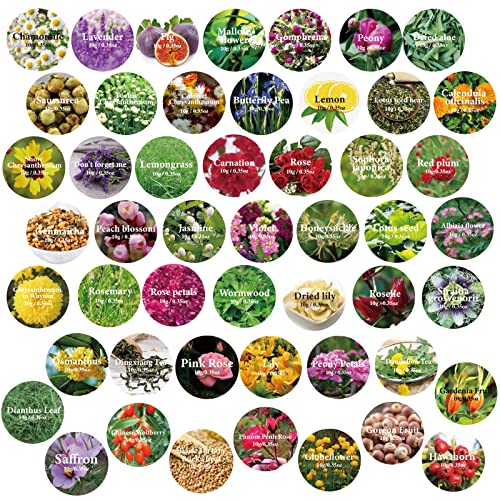 SACATR Dried Flowers, 50 Bags 100% Natural Dried Herbs Kit for Soap Making, Candle, Resin Jewelry Making, Bath, Nail - Include Rose Petals, Rosebuds, - WoodArtSupply