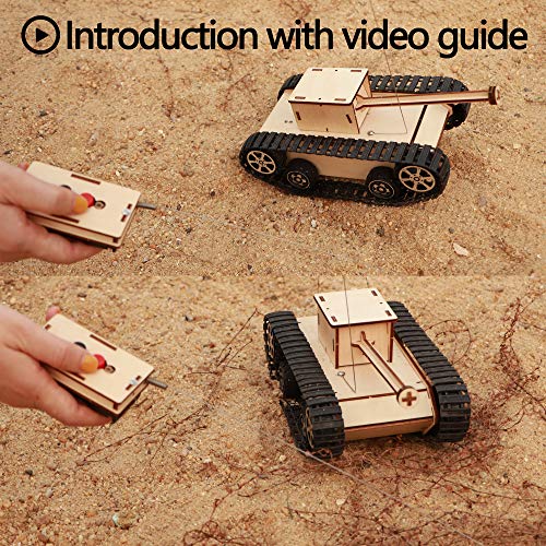 DIY Wooden Kids Science Experiment Kits-Remote Control Off Road Tracked Tank and Solar Power Race Car,STEM Learning Toys Gifts Electric Motor