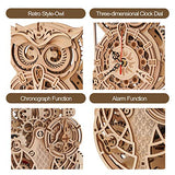 ROKR 3D Wooden Puzzle for Adults Owl Clock Model Kit Desk Clock Home Decor Unique Gift for Kids on Birthday/Christmas Day ROKR