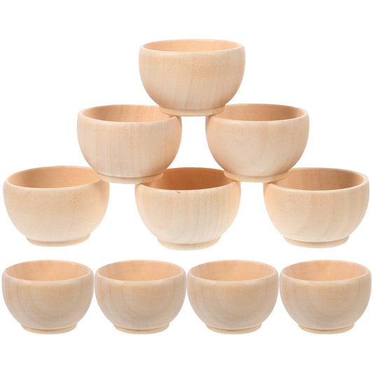 Abaodam Small Unfinished Wooden Bowls, 10pcs Wooden Craft Bowls Pinch Bowls Condiment Cups Unpainted Miniature Bowls Salt Cellars Nuts Bowls for Diy - WoodArtSupply