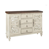 Acme Vermont 4-Drawer Wooden Console Table with 2 Door in Antique White ACME Furniture