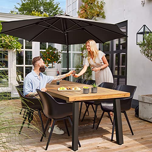 Devoko Home Acacia Wood Dining Table 6-Person Indoor Table with Iron Legs, Sandblast Finish, Natural Stained, Rustic Metal, 69 * 33 * 30 inch Devoko