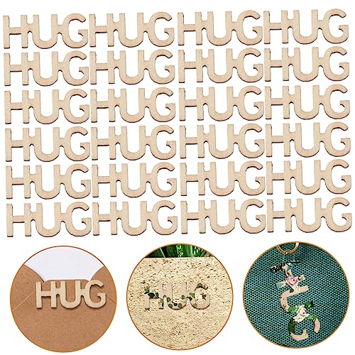 Artibetter 100pcs Wooden Table Scatter Hugs in a Jar Wooden Words Decor Unfinished Wood Letters Wooden Cutout Letter Wood Vase Filler Wooden Hug ARTIBETTER