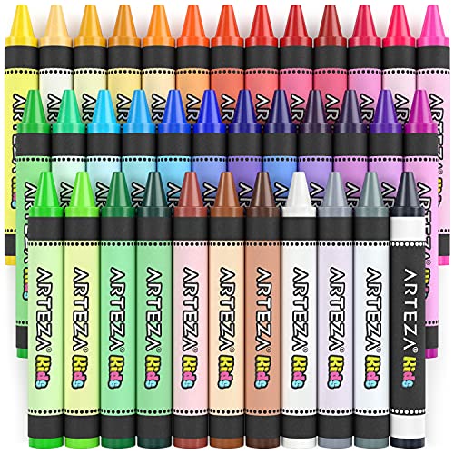 Arteza Kids Jumbo Crayons, Set of 36 Colors, Vivid Toddler Crayons from Wax, Art and School Supplies for Kids Craft and Drawing Activities - WoodArtSupply