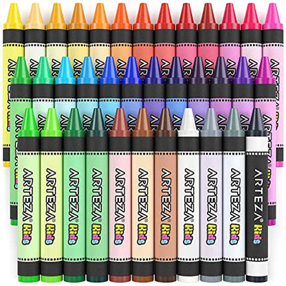 Arteza Kids Jumbo Crayons, Set of 36 Colors, Vivid Toddler Crayons from Wax, Art and School Supplies for Kids Craft and Drawing Activities - WoodArtSupply