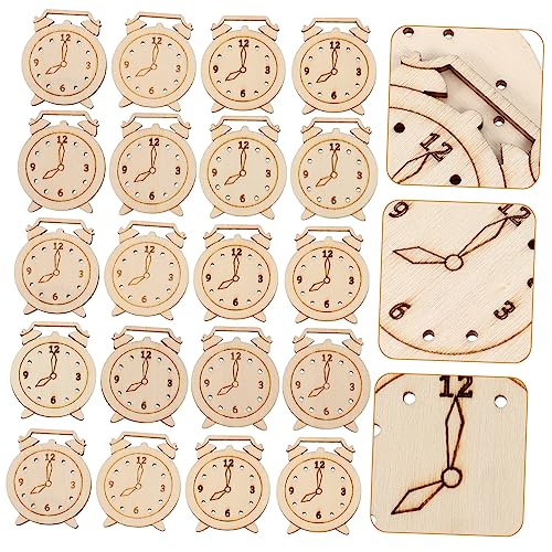 Hohopeti 5 Packs Unfinished Wooden Clock Cutouts Wooden Embellishments Wood Clock Cutouts unpainted Clock Cutouts Wood Coasters Educational Toys Hohopeti