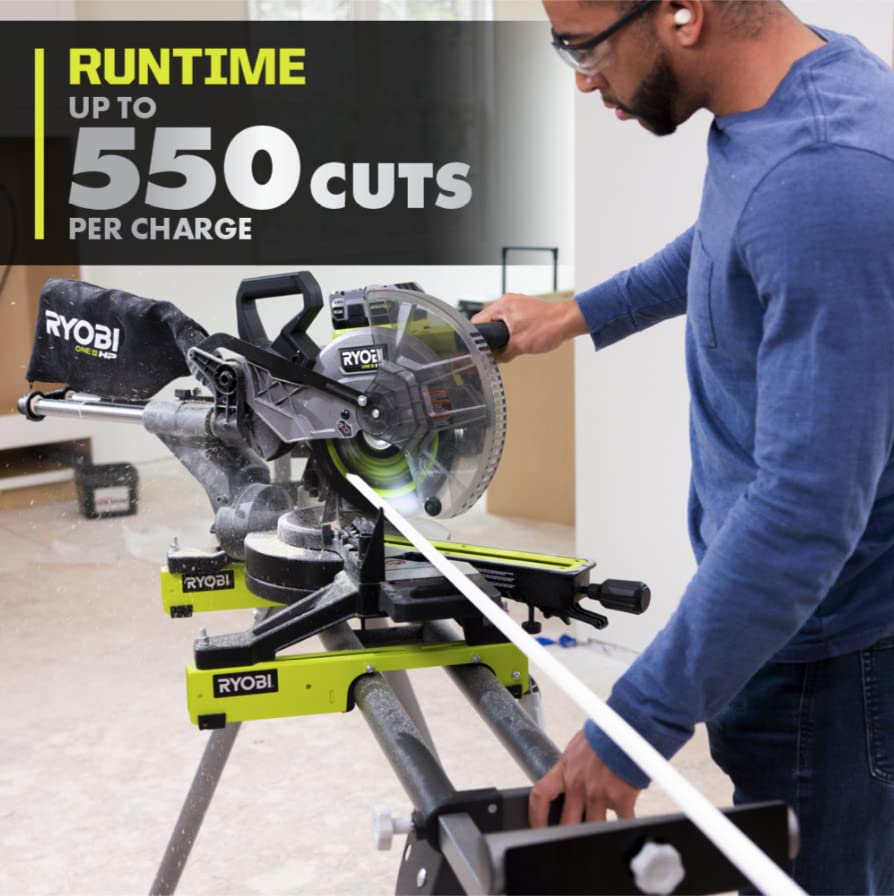 RYOBI ONE+ HP 18V Brushless Cordless 10 in. Sliding Compound Miter Saw Kit with 4.0 Ah HIGH PERFORMANCE Battery and Charger Ryobi