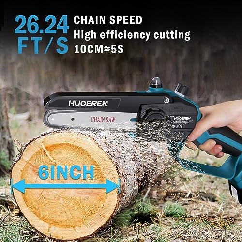 Cordless Mini Chainsaw Compatible With Makita 18v Battery,Huoeren Brushless Handheld 6 Inch Small Chain Saw With Oiler, 2 Chains And Chain File For Huoeren
