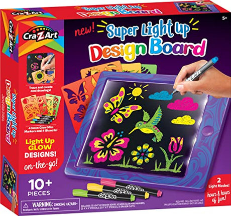 Cra-Z-Art Super Light Up Doodle Board for Kids, Light Up Drawing Board Gift for Boys & Girls Ages 5 and Up Cra-Z-Art