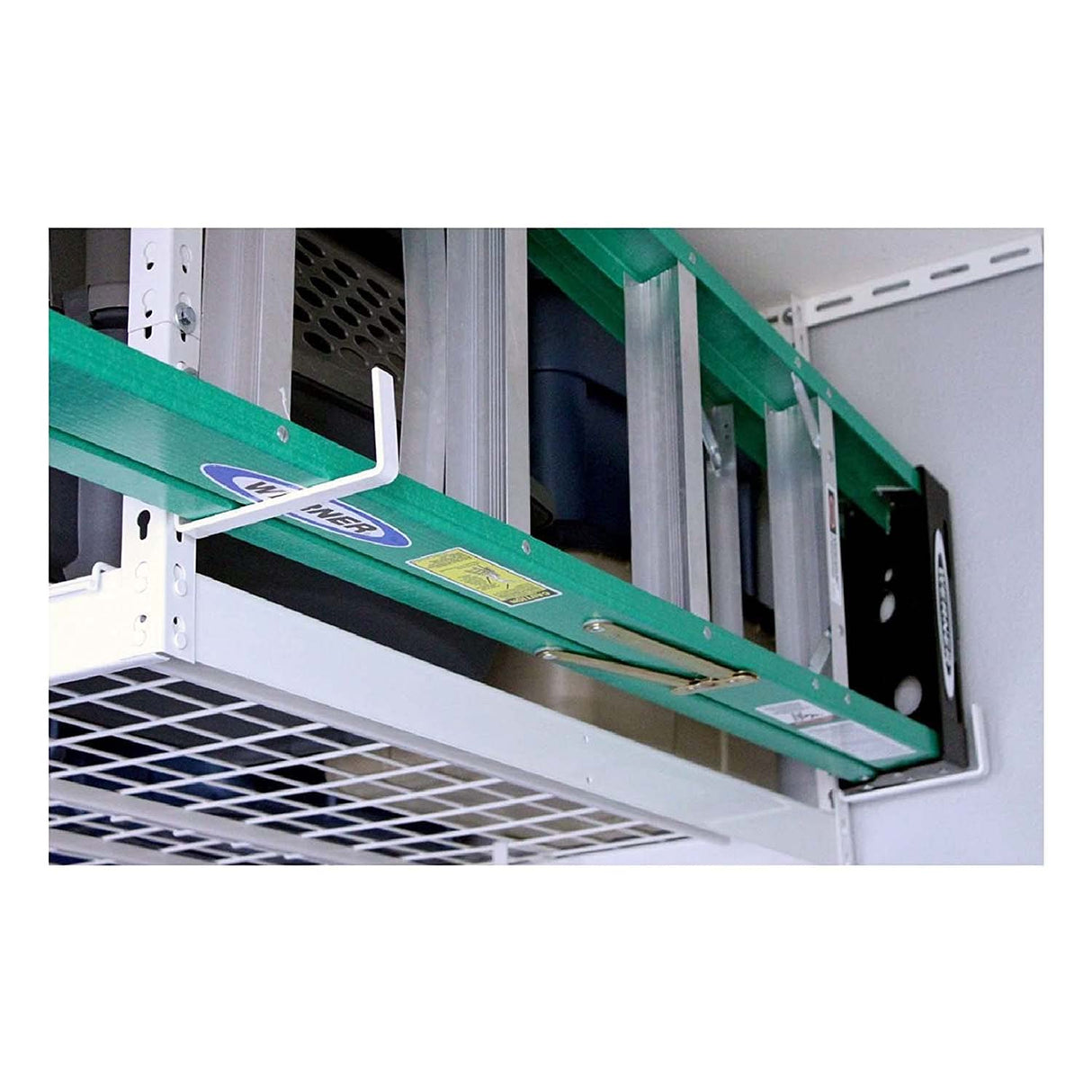 SafeRacks Deluxe Accessory Hook Package for Garage Storage - Heavy Duty Steel Utility Hangers for Wall Mount - Organize Tools, Ladders, Bikes - White SafeRacks