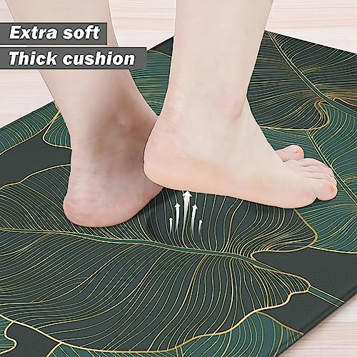 Kitchen Mats for Floor Cushioned Anti Fatigue Mats for Kitchen Floor Green Kitchen Floor Mat Memory Foam Boho Kitchen Rugs Luxury Kitchen Runner - WoodArtSupply