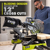 RYOBI ONE+ HP 18V Brushless Cordless 10 in. Sliding Compound Miter Saw Kit with 4.0 Ah HIGH PERFORMANCE Battery and Charger Ryobi