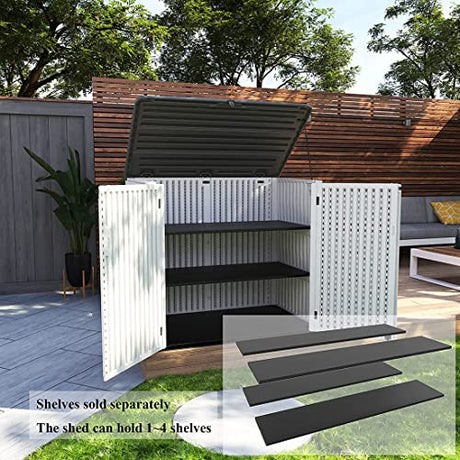 KINYING Larger Outdoor Storage Shed Weather Resistance, Horizontal Storage Box Waterproof for Garden, Patios, Backyards, 48 Cu.ft Capacity for Bike, KINYING