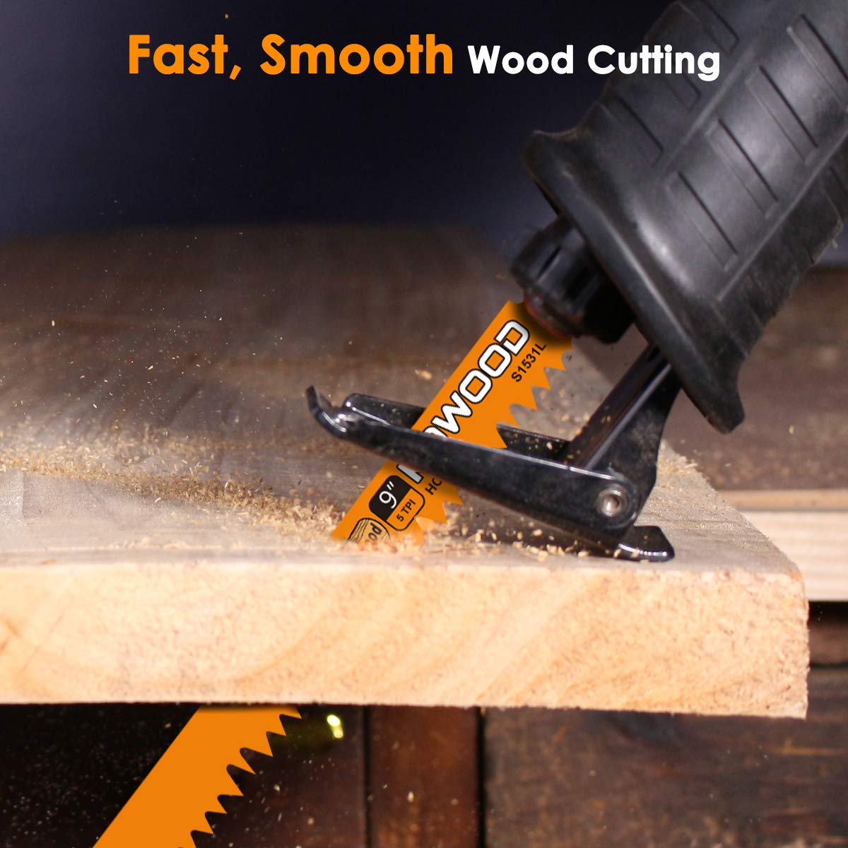 9-Inch Wood Pruning Saw Blades for Reciprocating/Sawzall Saws/Sabre Saws by KOWOOD - 5 Pcs Pack Wood Cutting Set KOWOOD