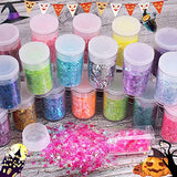 Holographic Chunky and Fine Glitter Mix, 36 Colors Chunky Sequins & Glitter Powder Mix, Iridescent Cosmetic Glitter Flakes for Nail Art Face Body Eye Linwulte