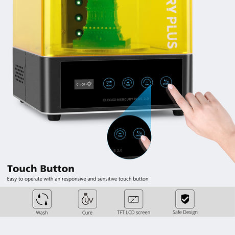 ELEGOO Mercury Plus 2 in 1 3D Printing Wash and Cure Station V2 for Mars Photon S Photon Mono LCD SLA DLP 3D Printer Models, Washing Size of 131mm(L) ELEGOO