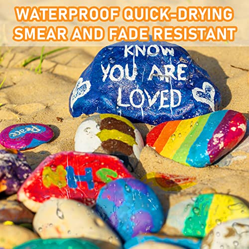 Paint Markers 24 Colors Oil-Based Paint Pens Paint Markers Waterproof Never Fade,Quick Dry Permanent Marker Pen Set For Rocks colpart