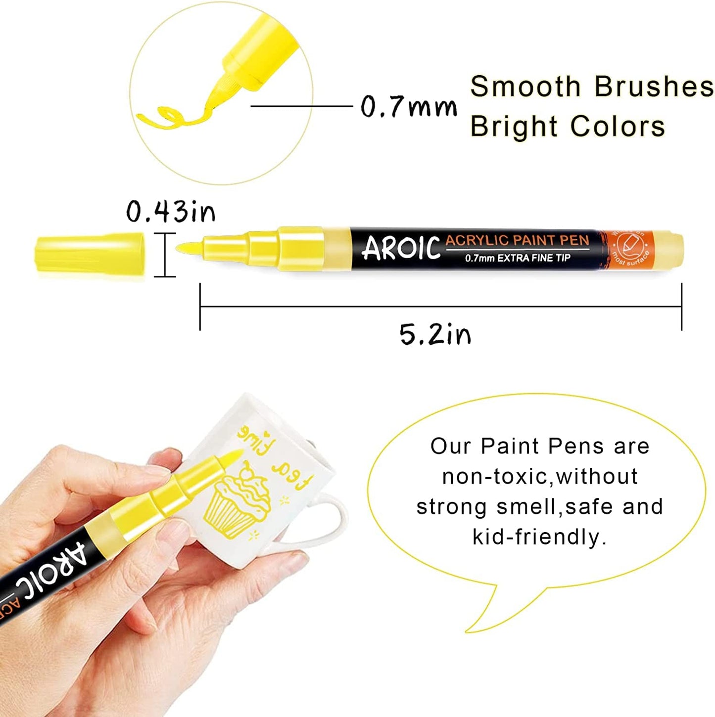 AROIC Paint Pens Paint Markers, 36 Packs Acrylic Paint markers for Writing on Any Material, Wood, Rock Painting, Glass, Ceramic, Canvas, Easter Egg