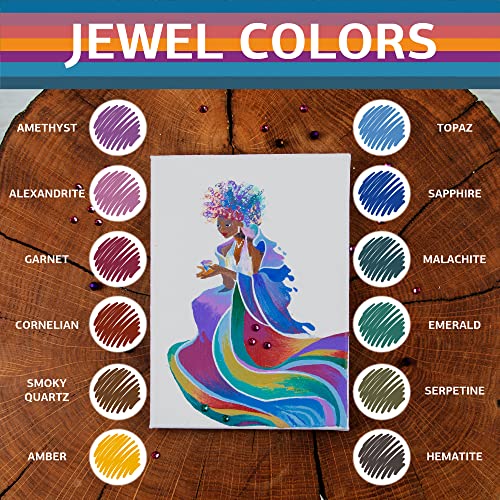 12 Jewel Tones Acrylic Paint Pens – Extra Fine Tip Markers Set. Art Supplies for Paper, Crafting, Glass, Canvas, Rock Painting, Card Making, Coloring - WoodArtSupply