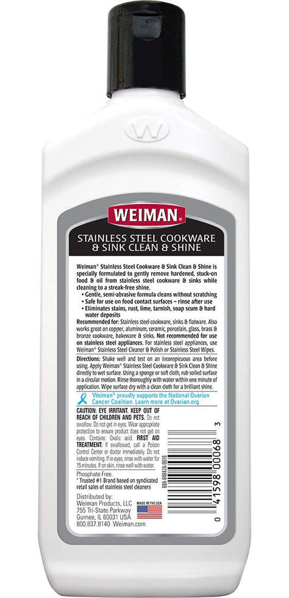 Weiman Stainless Steel Sink and Pots & Pans Cleaner and Polish - 2 Pack