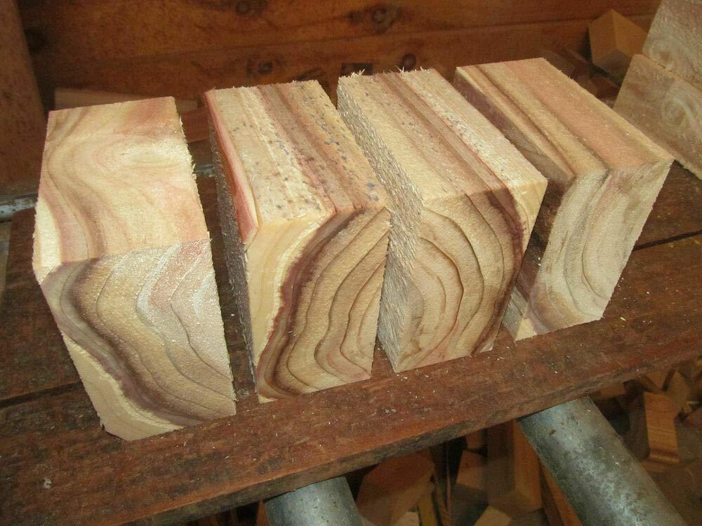 Four (4) Beautiful Bald Cypress Bowl Blanks Lathe Turning Lumber Wood 6 X 6 X 3" IM Sejahtera