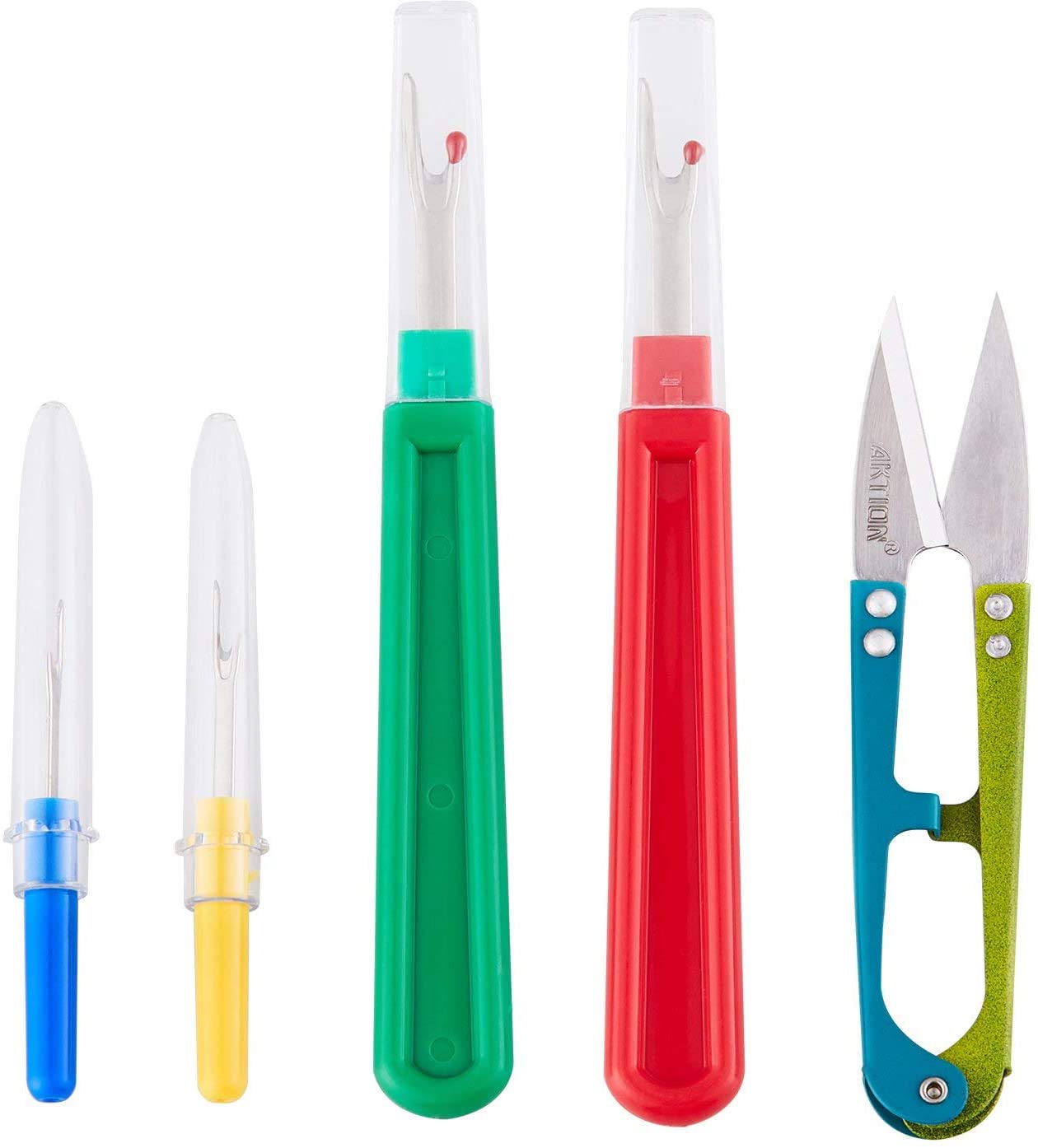 Seam Ripper and Thread Remover Kit,2 Big and 2 Small Sewing Stitch Thread Unpicker and 1 Sewing Trimming Scissor Nipper Tool for Thread CampTek